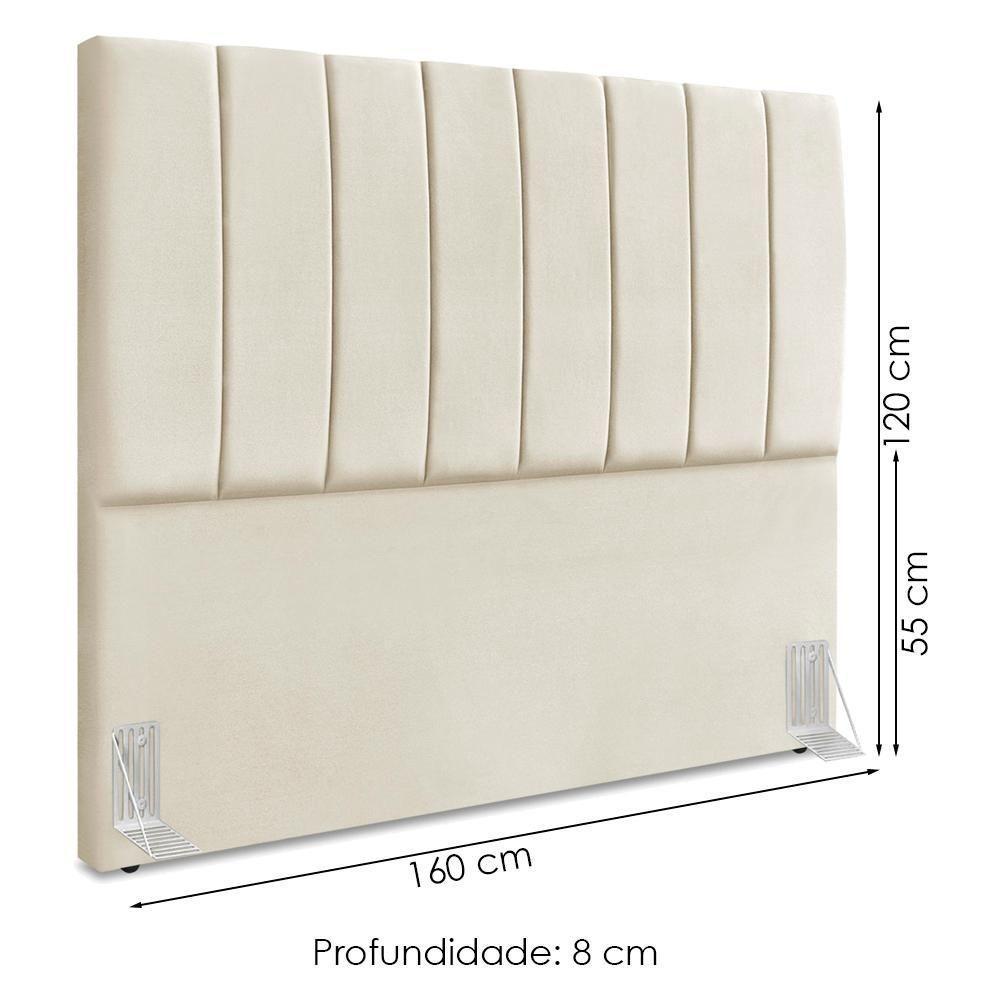 Cabeceira Queen 160 Cm Com Frame Dalia Suede Bege Artte Bege - 3