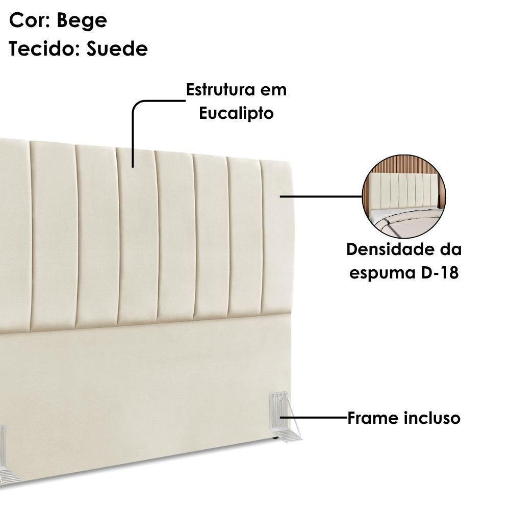 Cabeceira Queen 160 Cm Com Frame Dalia Suede Bege Artte Bege - 4