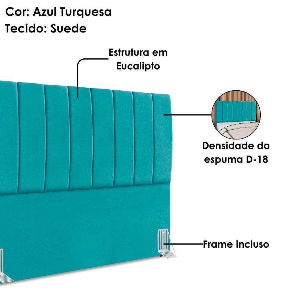 Cabeceira Queen 160 Cm Com Frame Dalia Suede Azul Turquesa Artte Azul Turquesa - 4