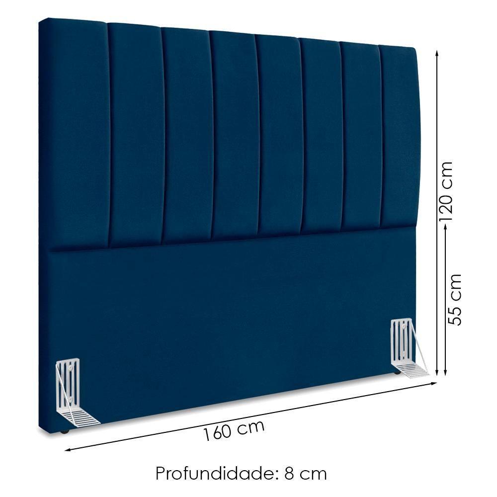 Cabeceira Queen 160 Cm Com Frame Dalia Suede Azul Marinho Artte Azul Marinho - 3
