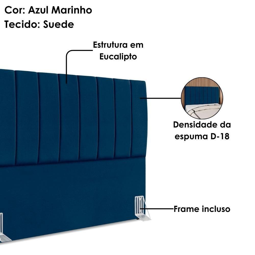 Cabeceira Queen 160 Cm Com Frame Dalia Suede Azul Marinho Artte Azul Marinho - 4
