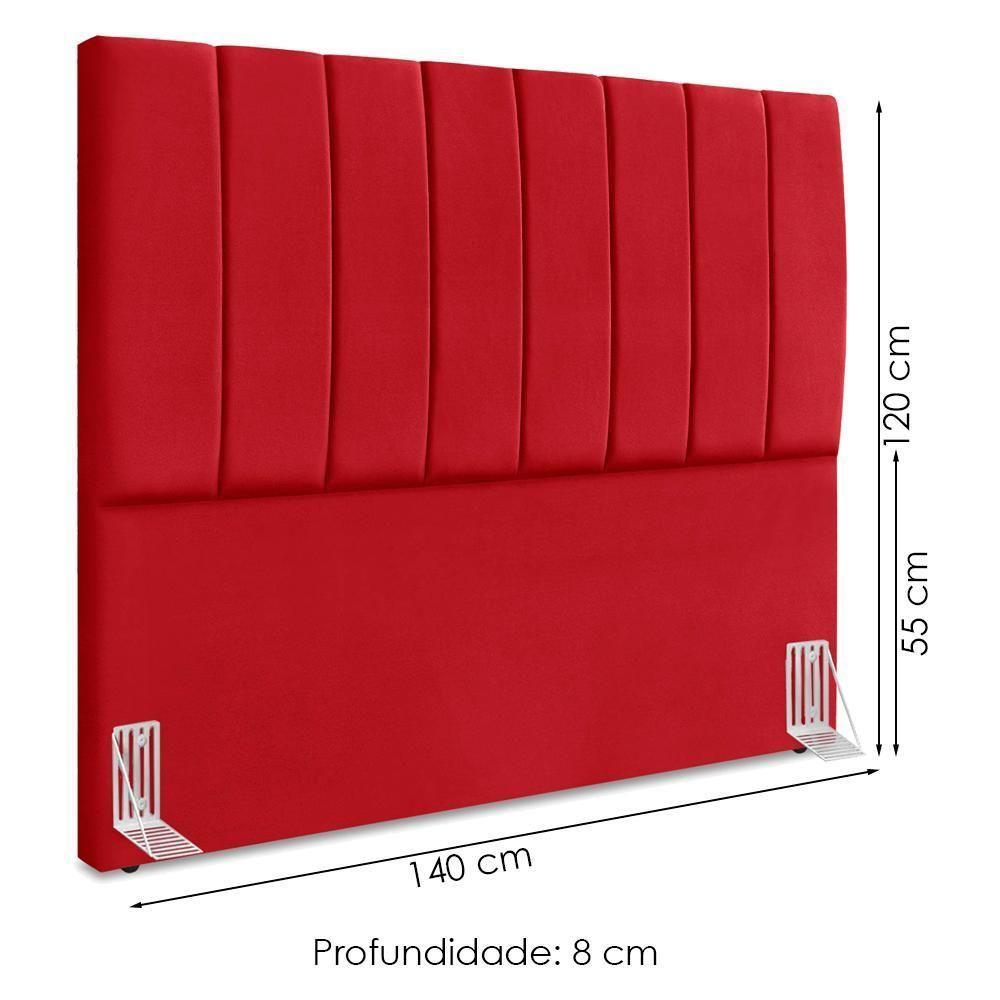 Cabeceira Casal 140 Cm Com Frame Dalia Suede Vermelho Artte Vermelho - 3
