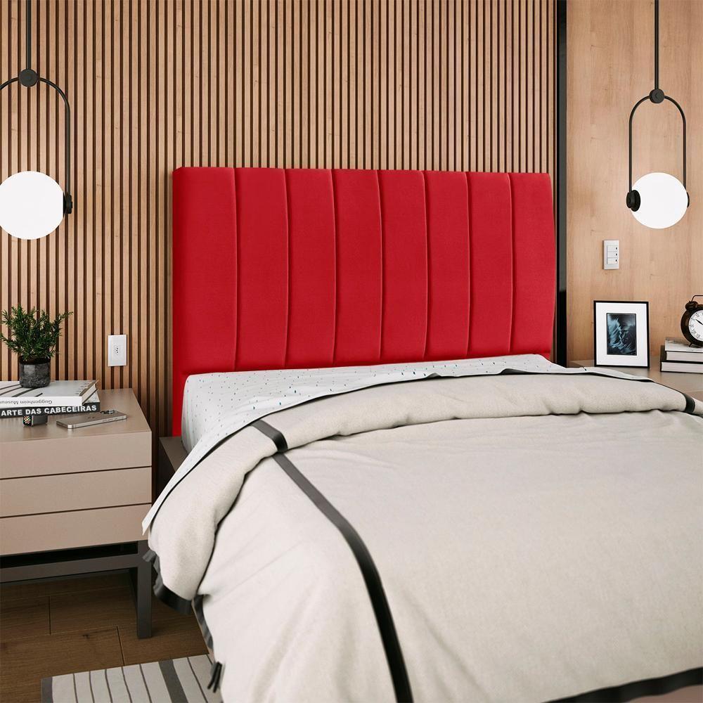 Cabeceira Casal 140 Cm Com Frame Dalia Suede Vermelho Artte Vermelho - 8