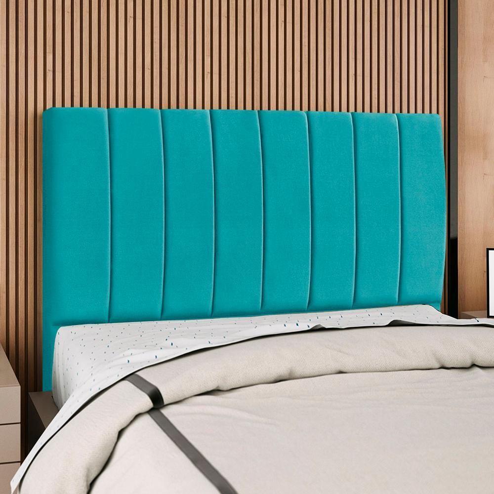 Cabeceira Casal 140 Cm Com Frame Dalia Suede Azul Turquesa Artte Azul Turquesa - 7