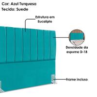 Cabeceira Casal 140 Cm Com Frame Dalia Suede Azul Turquesa Artte Azul Turquesa - 3