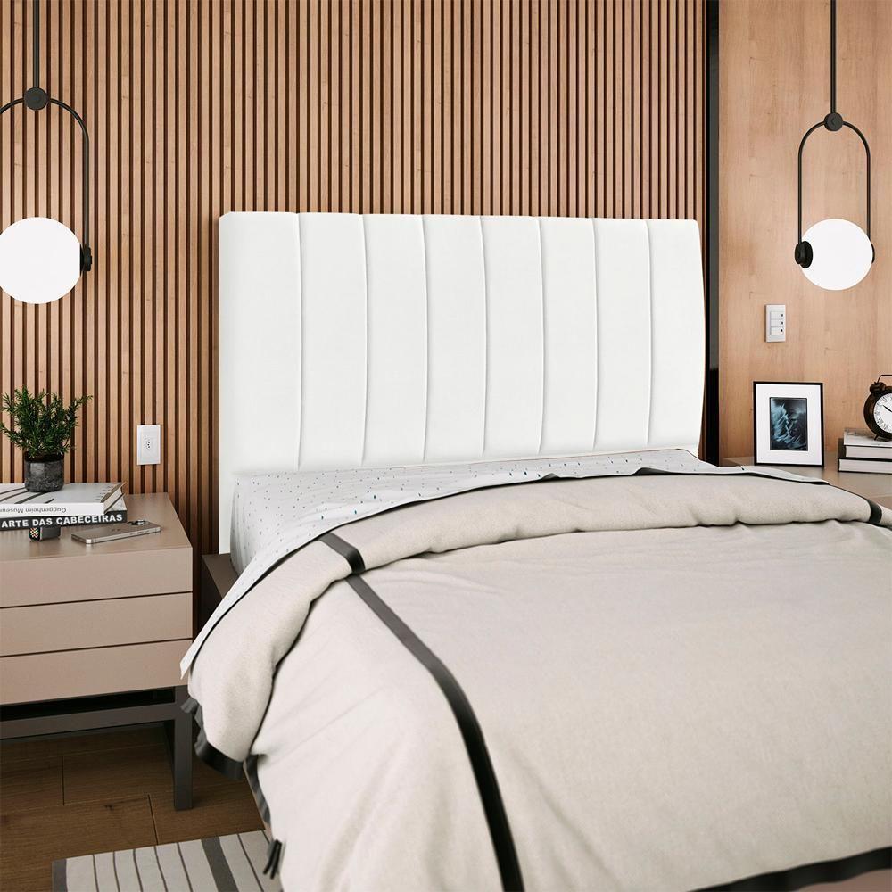 Cabeceira Casal 140 Cm Com Frame Dalia Suede Branco Artte Branco - 2