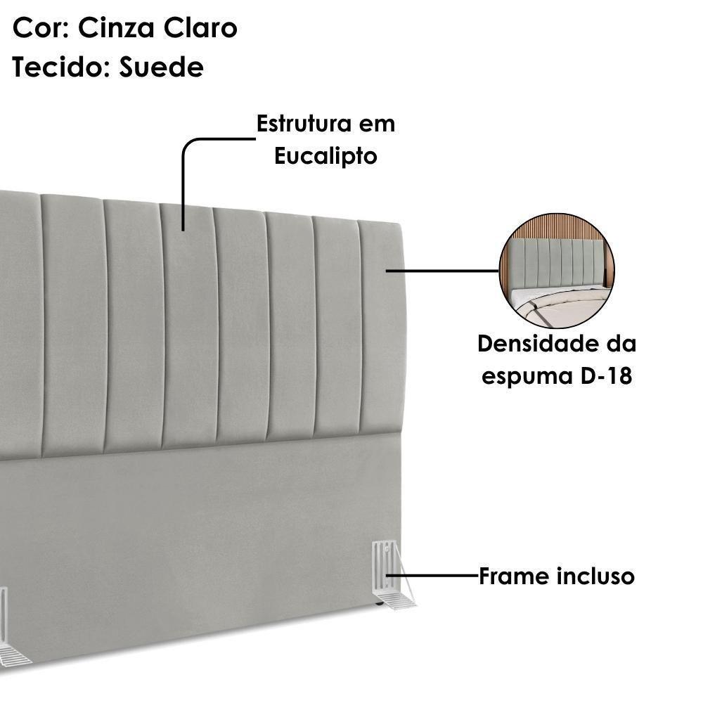 Cabeceira Casal 140 Cm Com Frame Dalia Suede Cinza Claro Artte Cinza Claro - 4