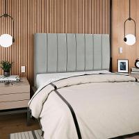 Cabeceira Casal 140 Cm Com Frame Dalia Suede Cinza Claro Artte Cinza Claro - 8