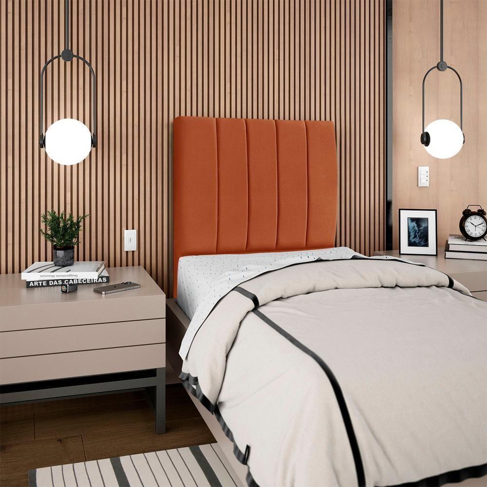 Cabeceira Solteiro 100 Cm Com Frame Dalia Suede Terracota Artte Terracota - 8