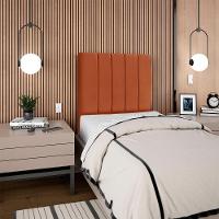 Cabeceira Solteiro 100 Cm Com Frame Dalia Suede Terracota Artte Terracota - 8