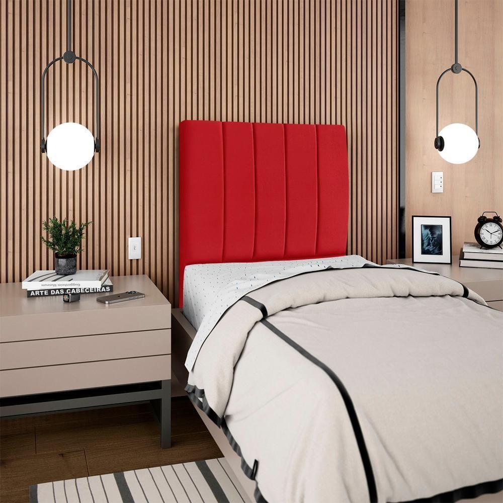 Cabeceira Solteiro 100 Cm Com Frame Dalia Suede Vermelho Artte Vermelho - 8