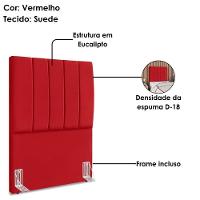 Cabeceira Solteiro 100 Cm Com Frame Dalia Suede Vermelho Artte Vermelho