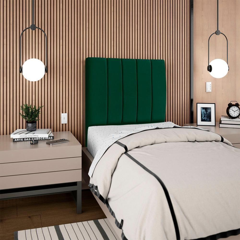 Cabeceira Solteiro 100 Cm Com Frame Dalia Suede Verde Artte Verde - 3