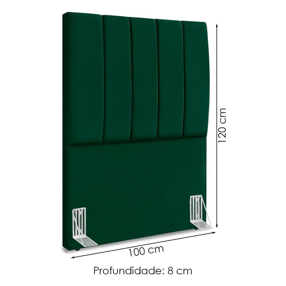 Cabeceira Solteiro 100 Cm Com Frame Dalia Suede Verde Artte Verde - 5