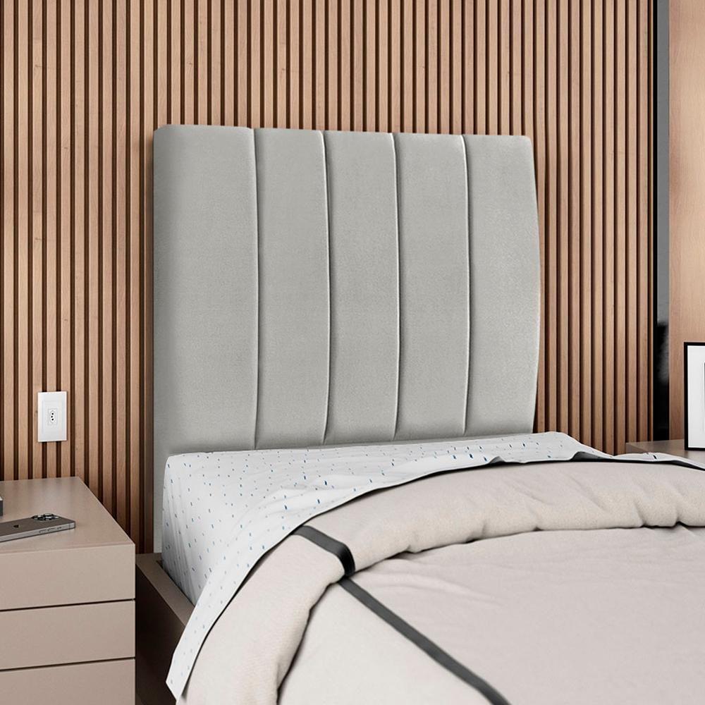 Cabeceira Solteiro 100 Cm Com Frame Dalia Suede Cinza Claro Artte Cinza Claro - 2