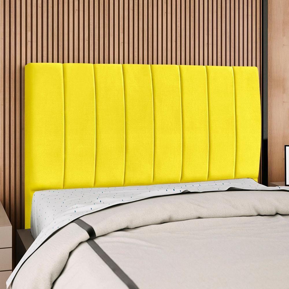 Cabeceira Casal 140 Cm Com Frame Dalia Suede Amarelo Artte Amarelo - 2