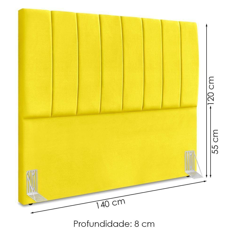Cabeceira Casal 140 Cm Com Frame Dalia Suede Amarelo Artte Amarelo - 3