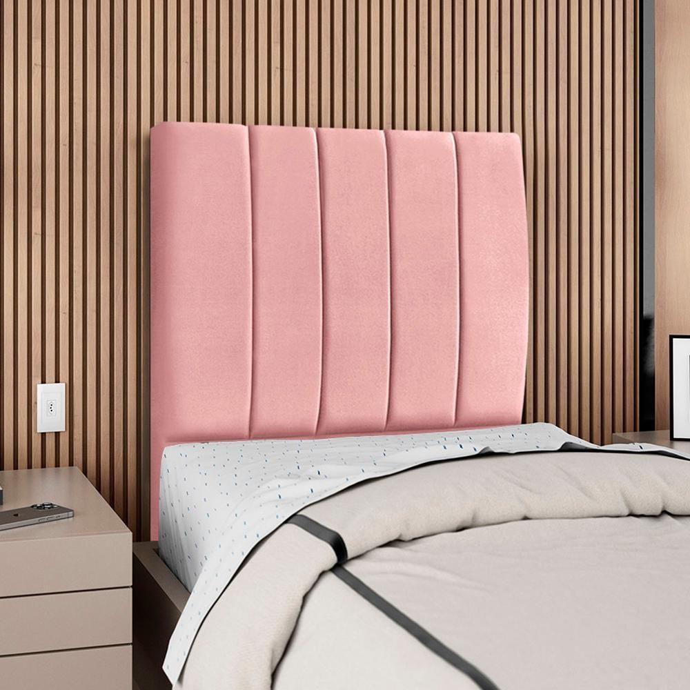 Cabeceira Solteiro 100 Cm Com Frame Dalia Suede Rosa Artte Rosa - 2
