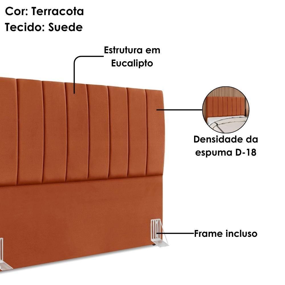 Cabeceira Casal 140 Cm Com Frame Dalia Suede Terracota Artte Terracota - 4