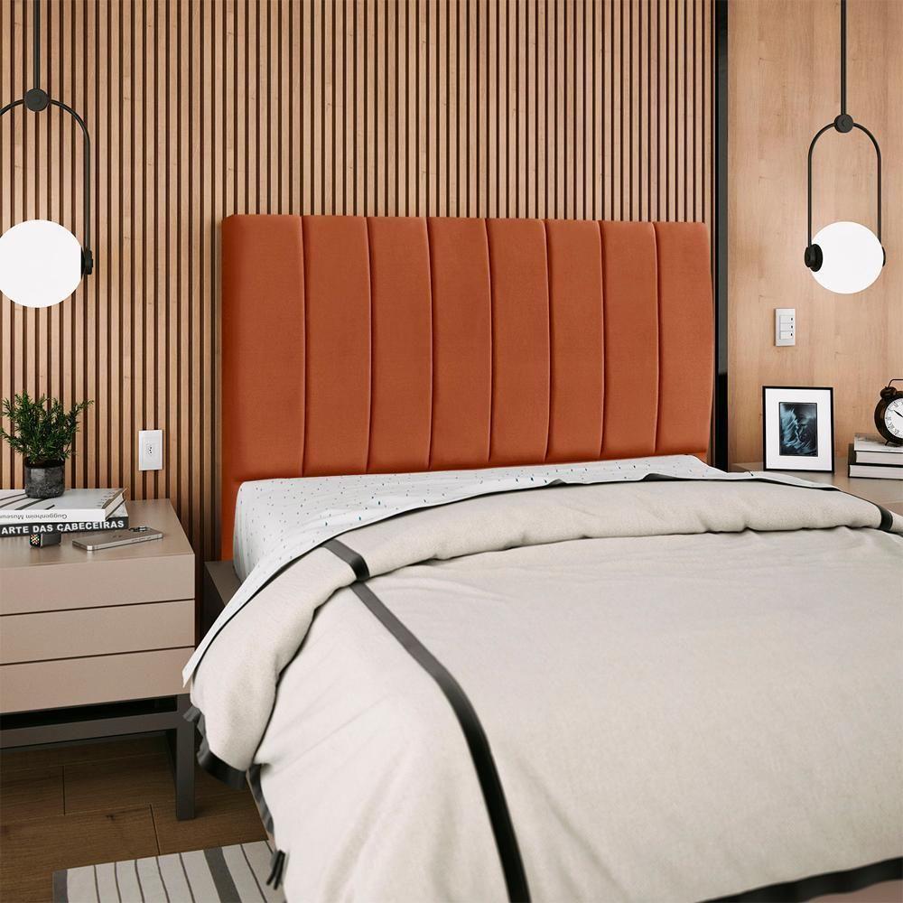 Cabeceira Casal 140 Cm Com Frame Dalia Suede Terracota Artte Terracota - 8
