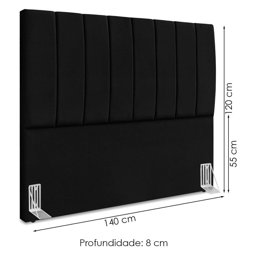 Cabeceira Casal 140 Cm Com Frame Dalia Suede Preto Artte Preto - 3