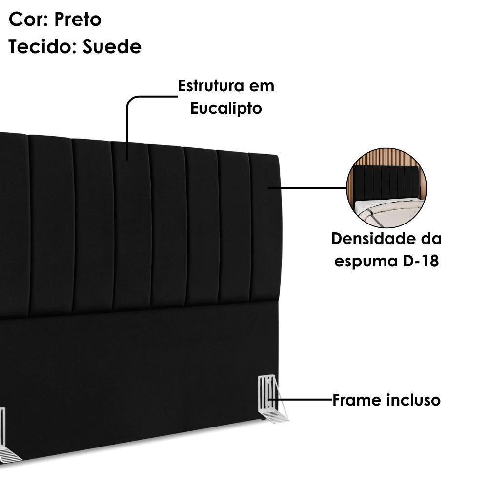 Cabeceira Casal 140 Cm Com Frame Dalia Suede Preto Artte Preto - 4