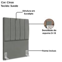 Cabeceira Solteiro 100 Cm Com Frame Dalia Suede Cinza Artte Cinza