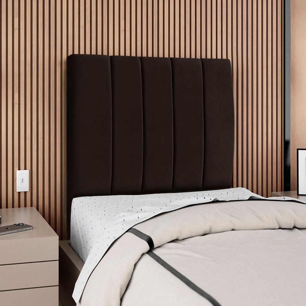 Cabeceira Solteiro 100 Cm Com Frame Dalia Suede Marrom Artte Marrom - 2