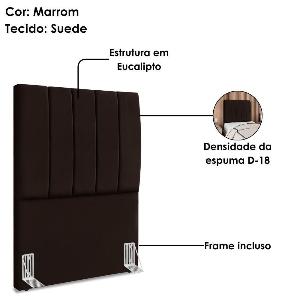Cabeceira Solteiro 100 Cm Com Frame Dalia Suede Marrom Artte Marrom - 4