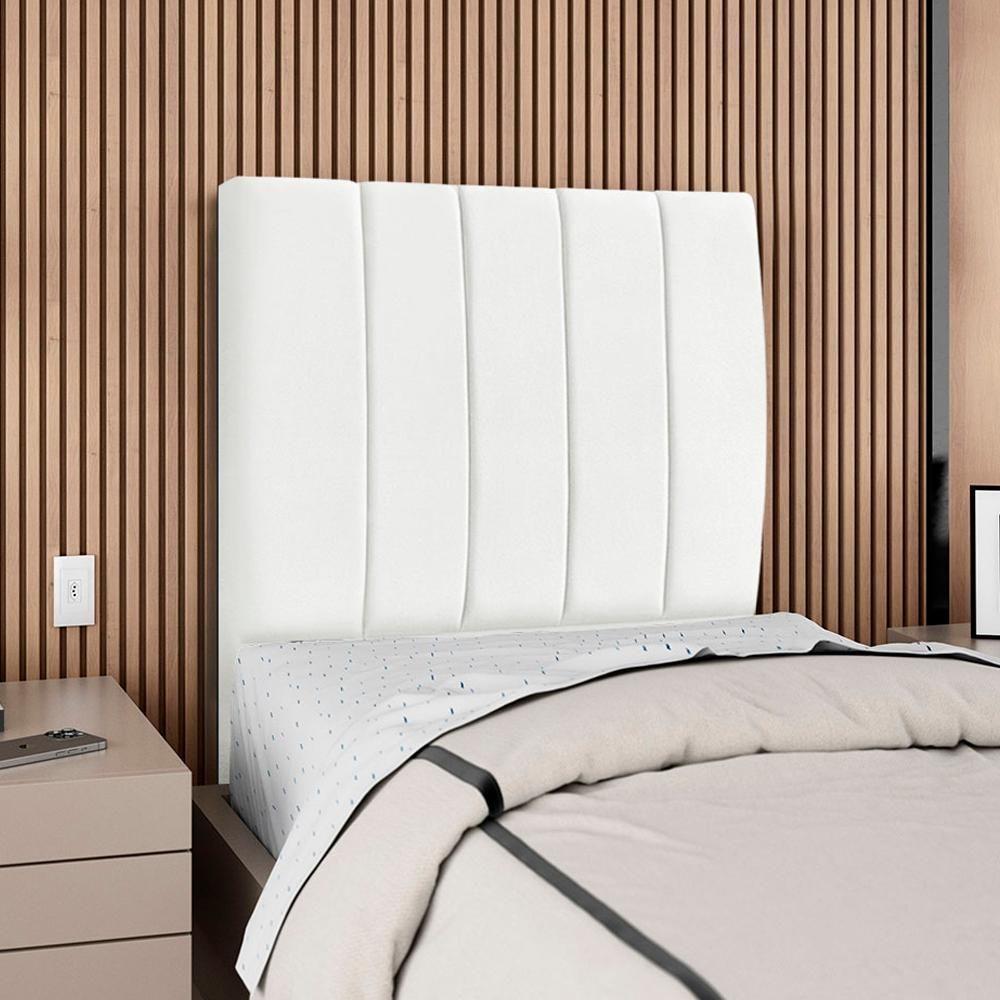 Cabeceira Solteiro 100 Cm Com Frame Dalia Suede Branco Artte Branco - 2