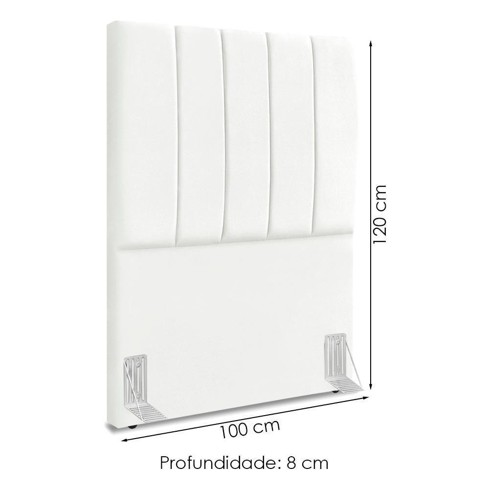 Cabeceira Solteiro 100 Cm Com Frame Dalia Suede Branco Artte Branco - 3