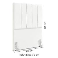 Cabeceira Solteiro 100 Cm Com Frame Dalia Suede Branco Artte Branco - 3