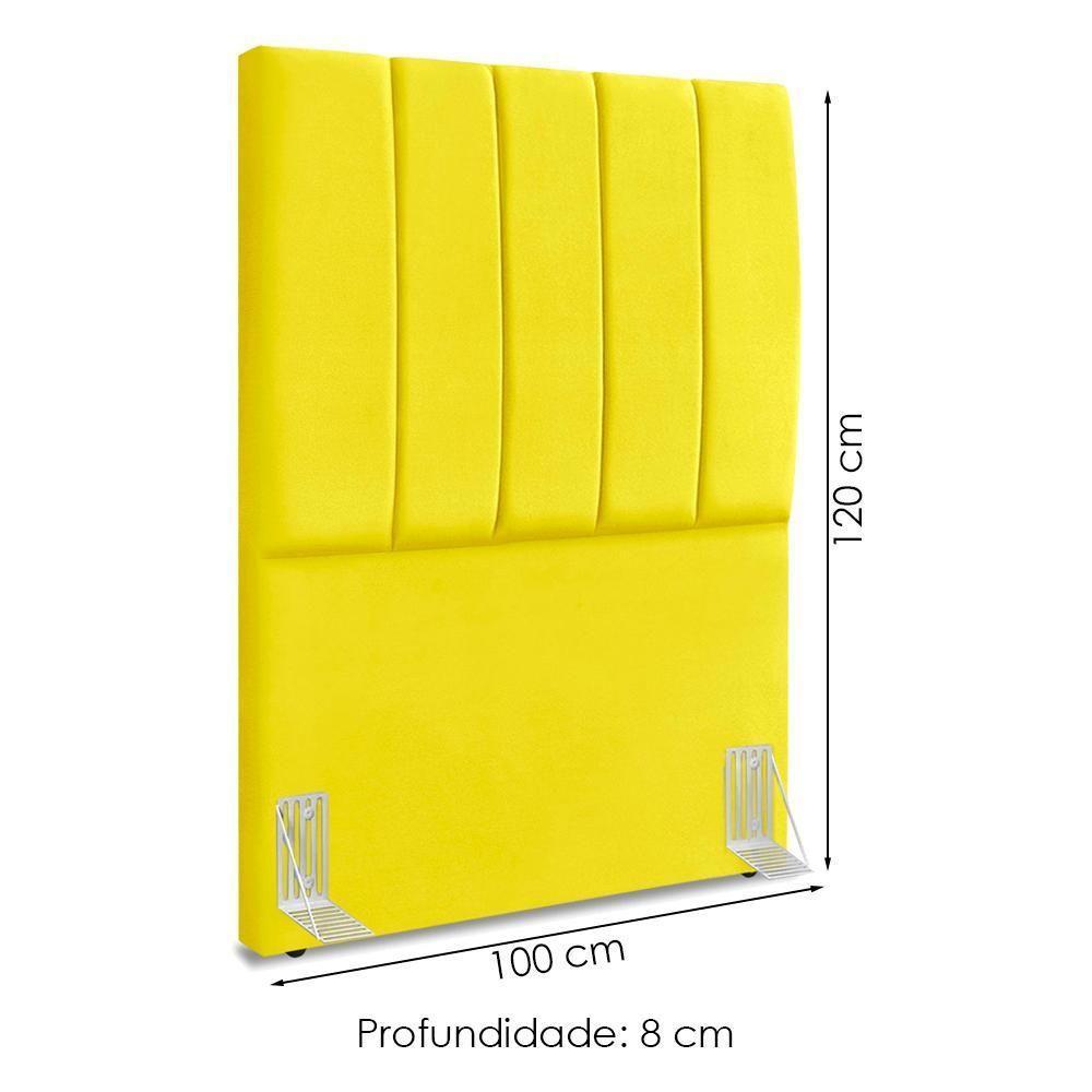 Cabeceira Solteiro 100 Cm Com Frame Dalia Suede Amarelo Artte Amarelo - 3