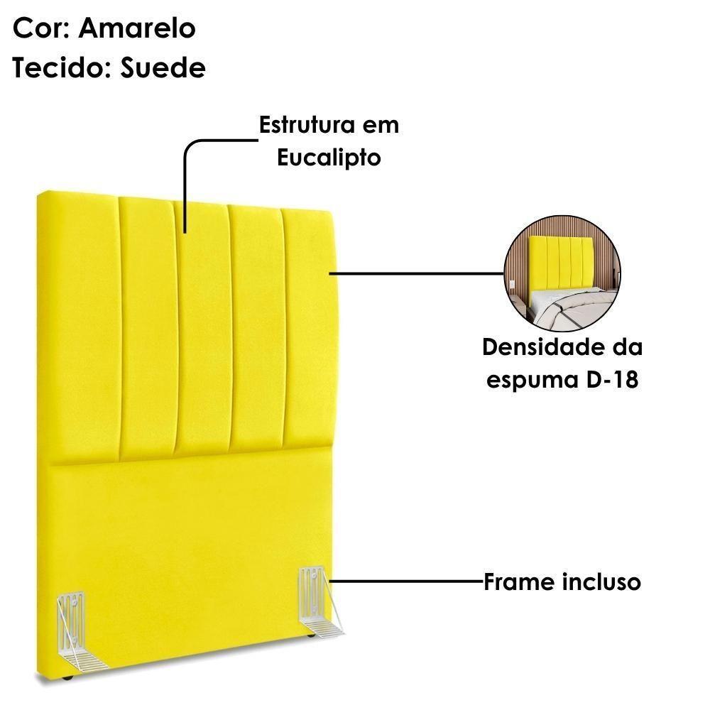 Cabeceira Solteiro 100 Cm Com Frame Dalia Suede Amarelo Artte Amarelo - 4