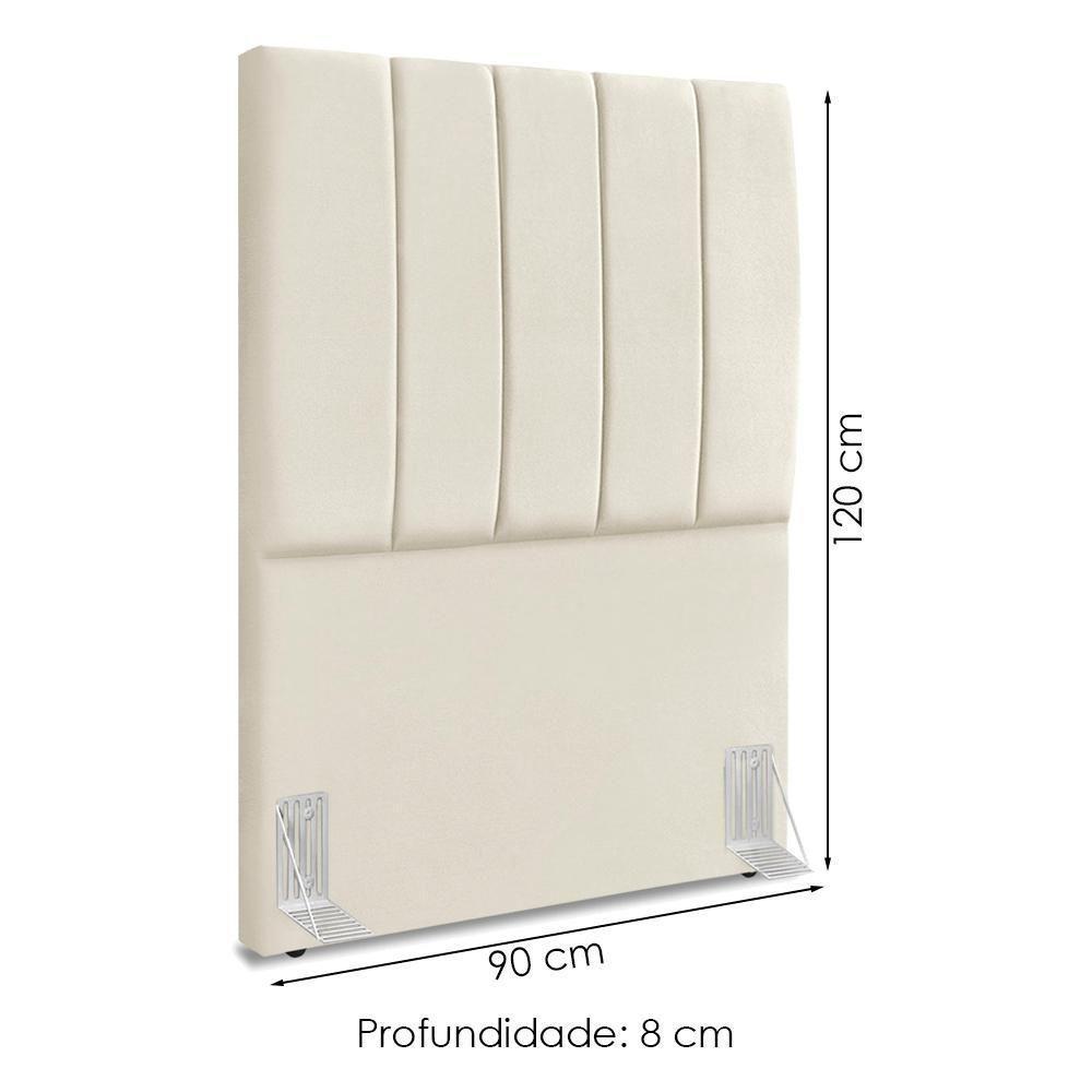 Cabeceira Solteiro 90 Cm Com Frame Dalia Suede Bege Artte Bege - 2