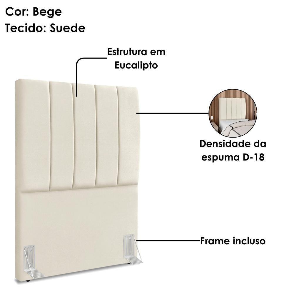 Cabeceira Solteiro 90 Cm Com Frame Dalia Suede Bege Artte Bege - 3