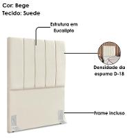 Cabeceira Solteiro 90 Cm Com Frame Dalia Suede Bege Artte Bege - 3