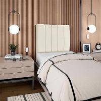 Cabeceira Solteiro 90 Cm Com Frame Dalia Suede Bege Artte Bege - 8