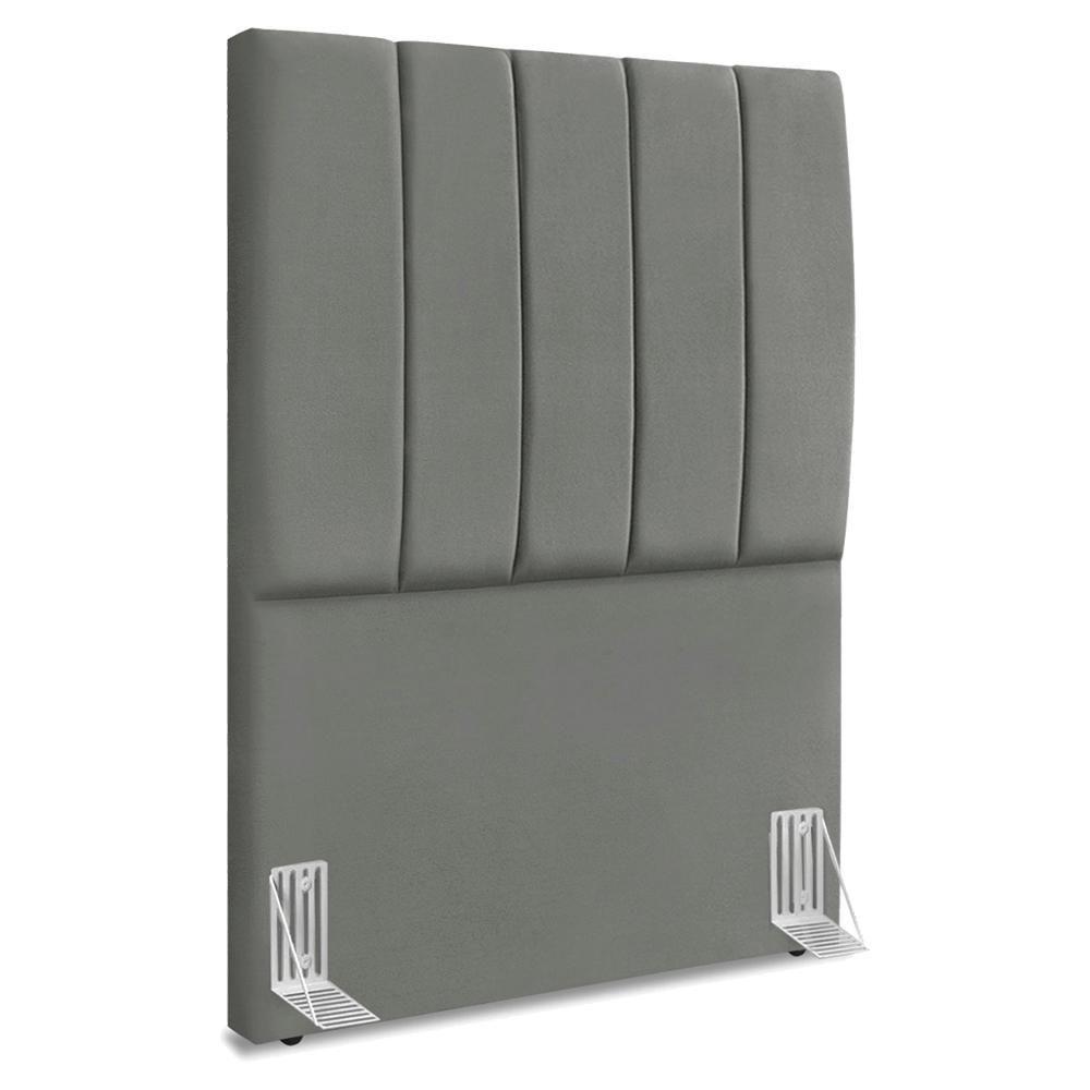 Cabeceira Solteiro 90 Cm Com Frame Dalia Suede Cinza Artte Cinza - 1