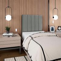 Cabeceira Solteiro 90 Cm Com Frame Dalia Suede Cinza Artte Cinza - 8