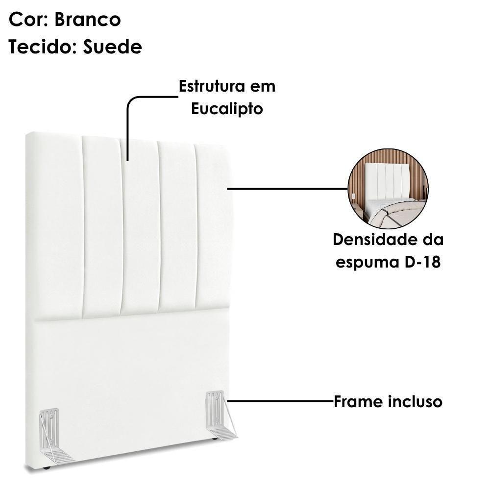 Cabeceira Solteiro 90 Cm Com Frame Dalia Suede Branco Artte Branco - 4