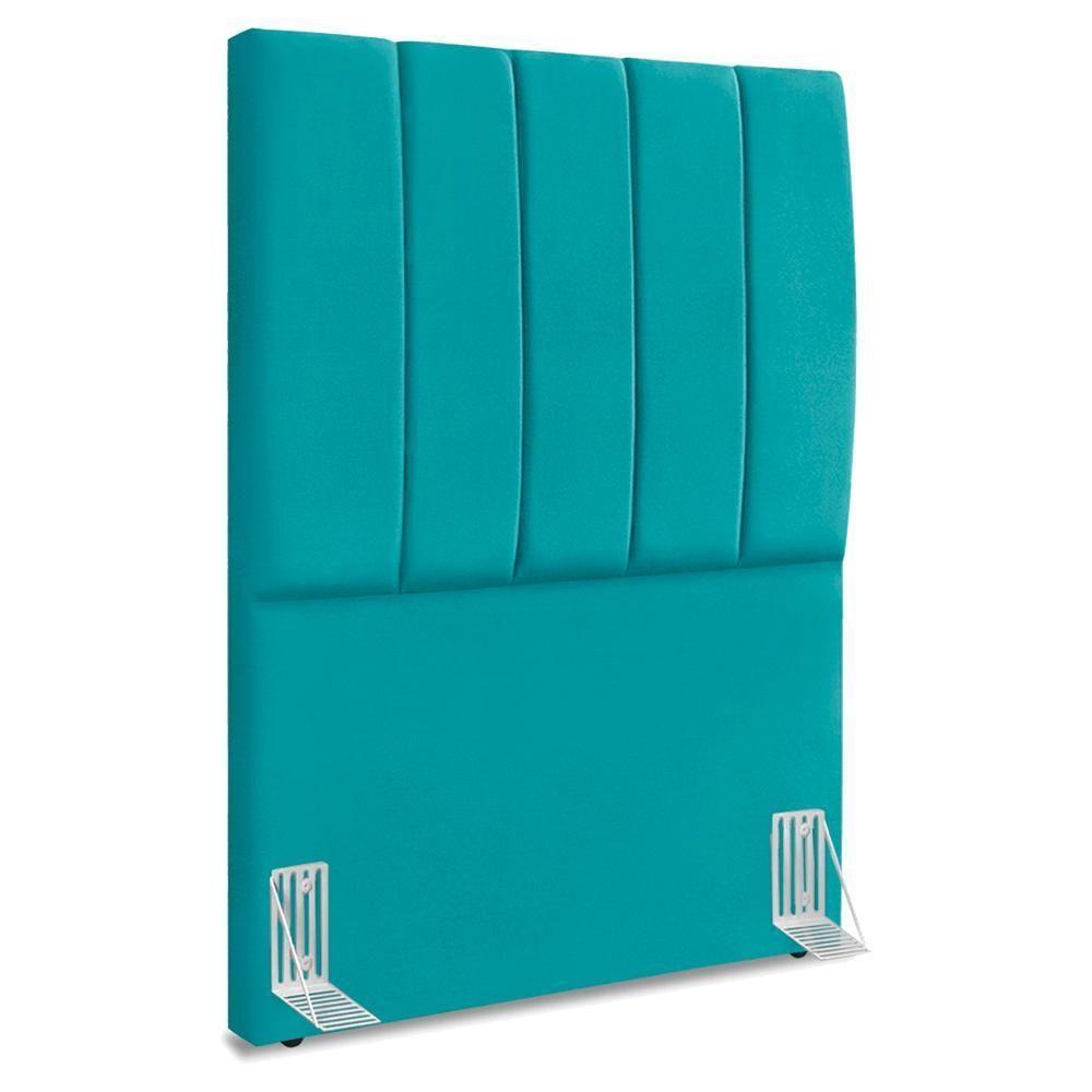 Cabeceira Solteiro 90 Cm Com Frame Dalia Suede Azul Turquesa Artte Azul Turquesa - 1