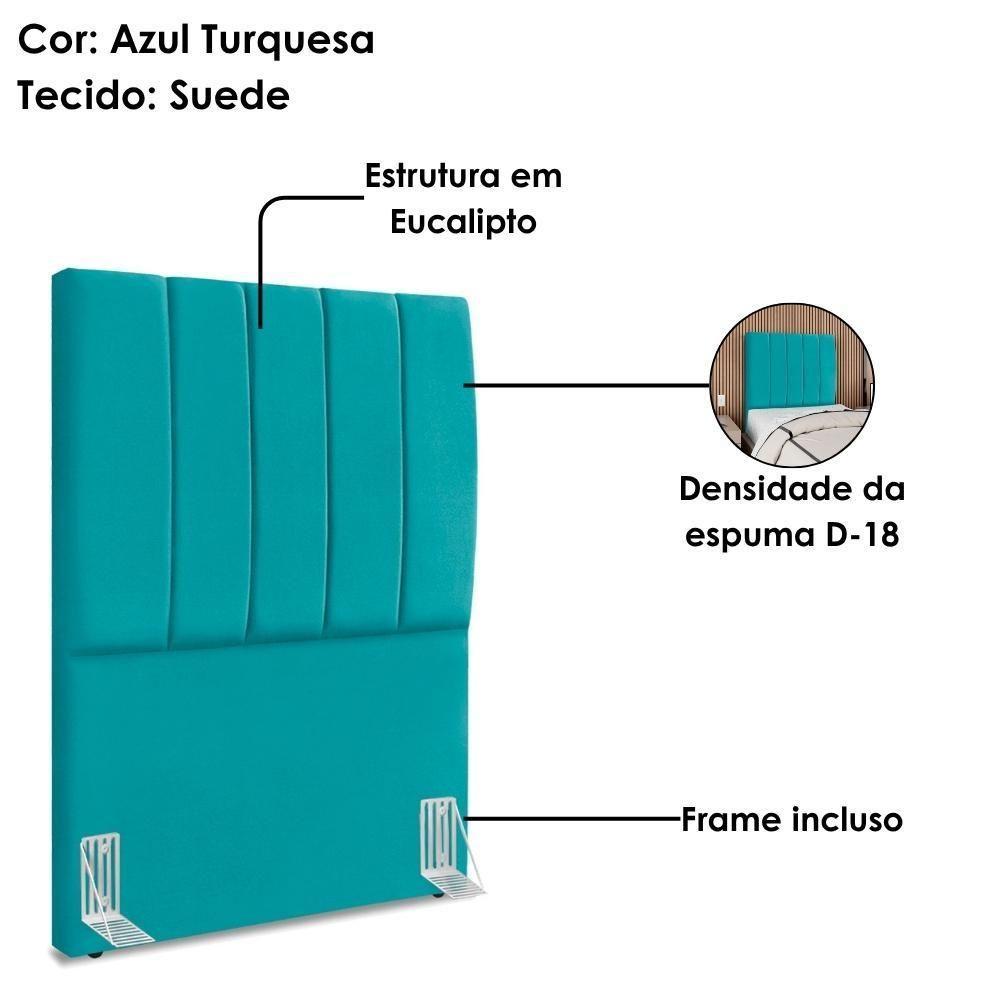 Cabeceira Solteiro 90 Cm Com Frame Dalia Suede Azul Turquesa Artte Azul Turquesa - 4