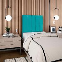 Cabeceira Solteiro 90 Cm Com Frame Dalia Suede Azul Turquesa Artte Azul Turquesa - 8