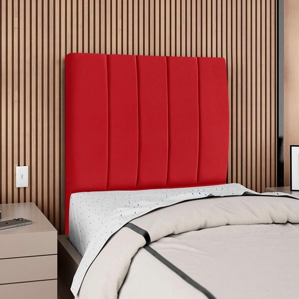 Cabeceira Solteiro 90 Cm Com Frame Dalia Suede Vermelho Artte Vermelho - 2