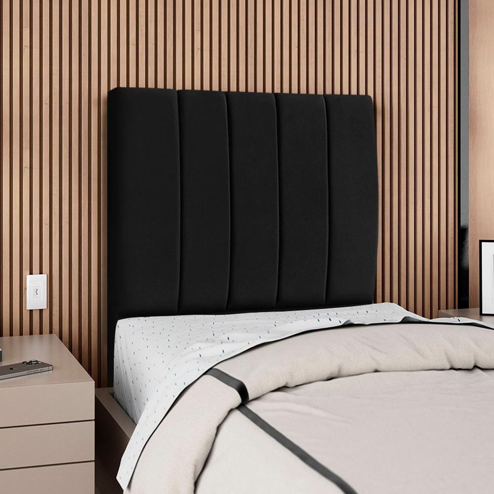 Cabeceira Solteiro 90 Cm Com Frame Dalia Suede Preto Artte Preto - 2