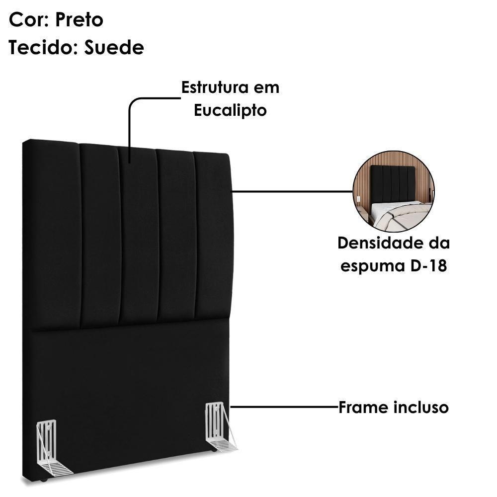 Cabeceira Solteiro 90 Cm Com Frame Dalia Suede Preto Artte Preto - 4