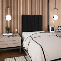 Cabeceira Solteiro 90 Cm Com Frame Dalia Suede Preto Artte Preto - 8