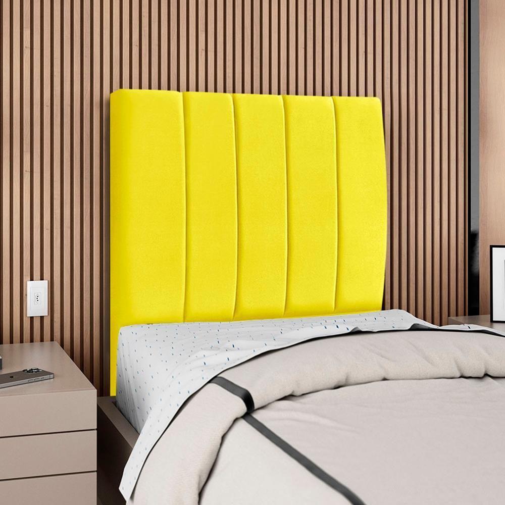 Cabeceira Solteiro 90 Cm Com Frame Dalia Suede Amarelo Artte Amarelo - 2