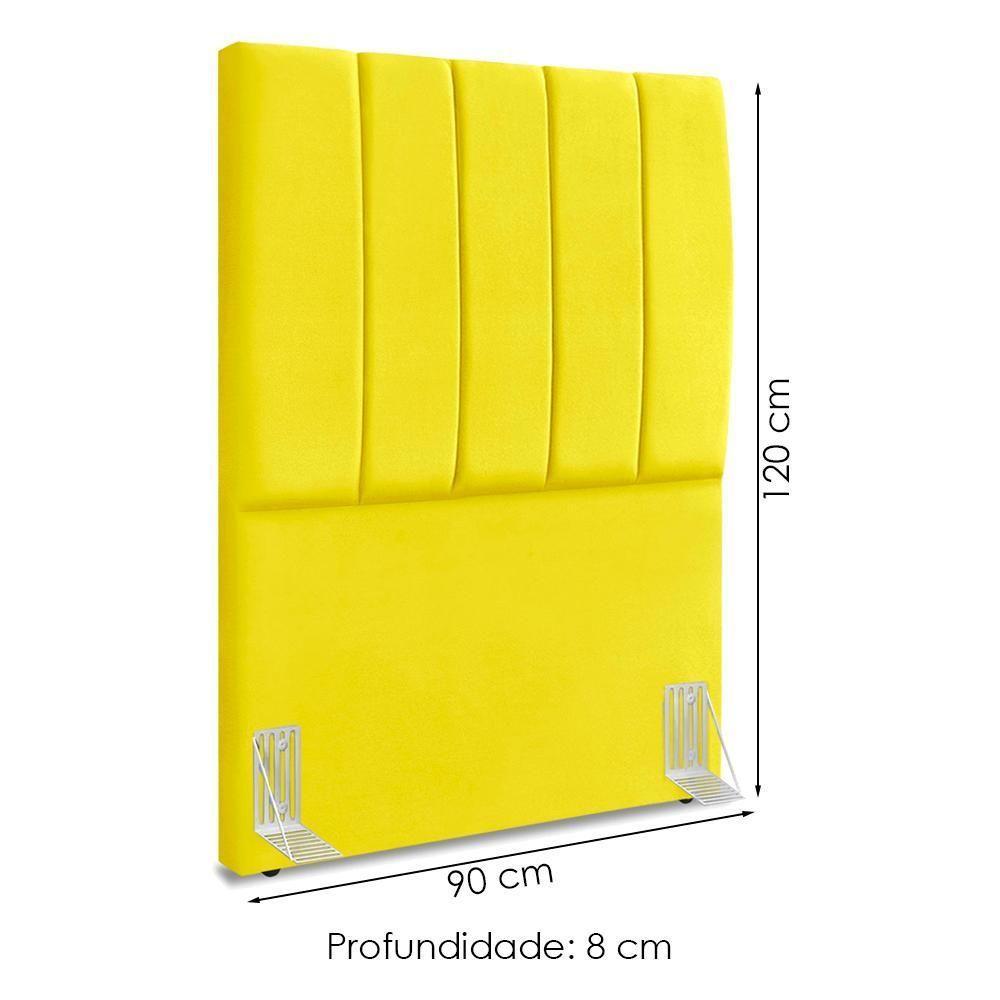 Cabeceira Solteiro 90 Cm Com Frame Dalia Suede Amarelo Artte Amarelo - 3